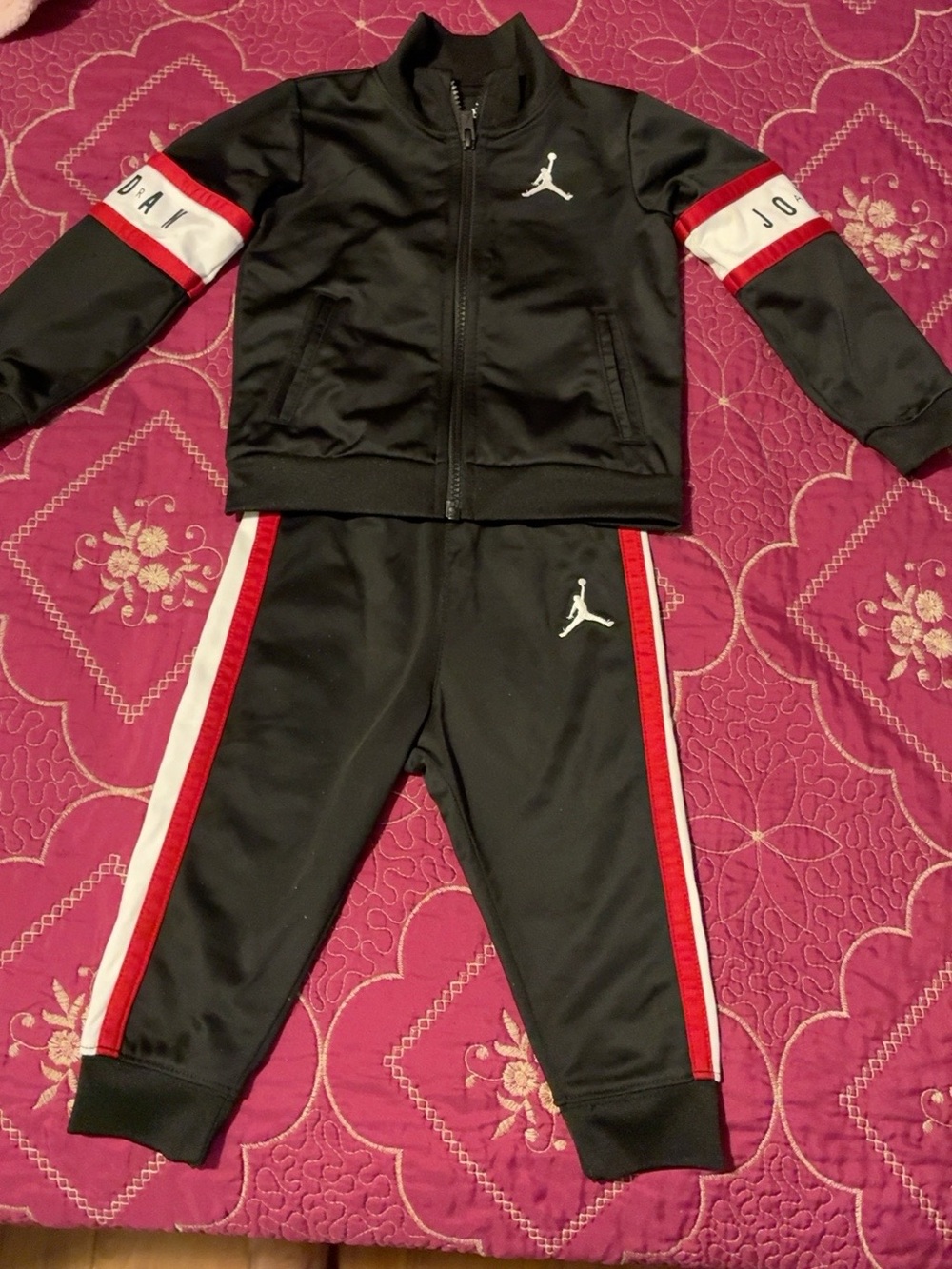 Jordan Kids Black, Red & White Track Jacket and Joggers Set